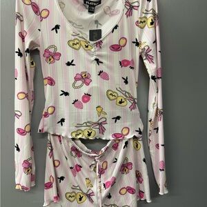 PLAYBOY two piece pajama set top and shorts New with tags size large